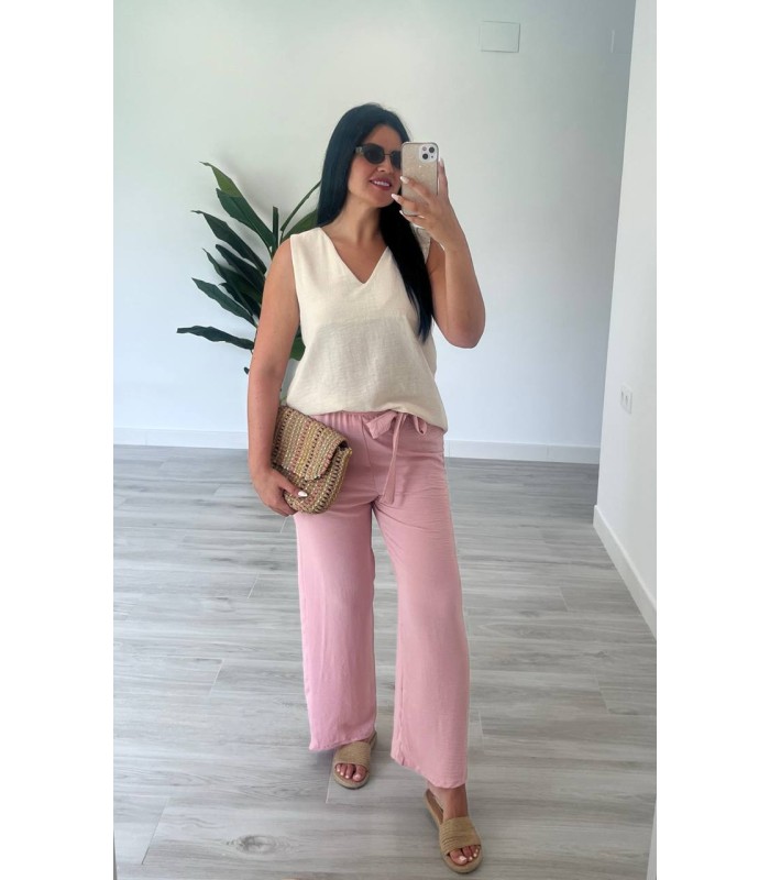 Pantalón lazo lino