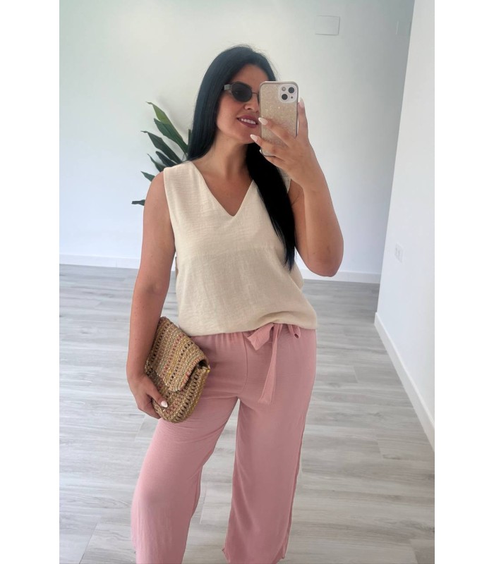 Pantalón lazo lino