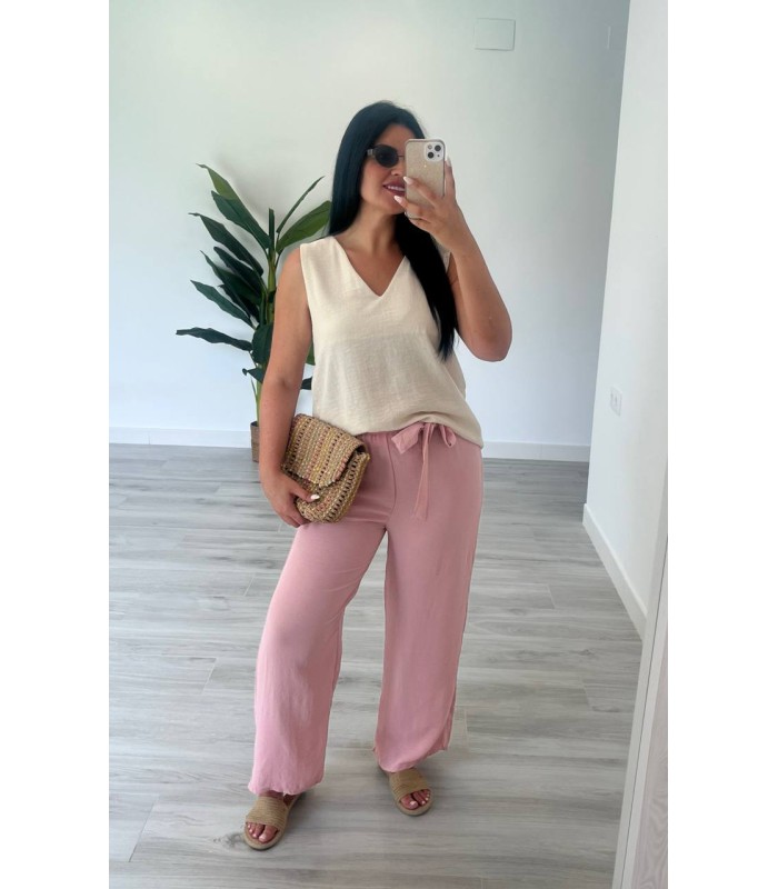 Pantalón lazo lino