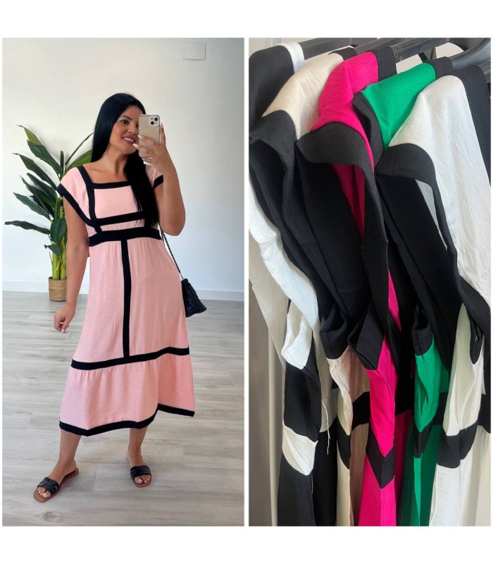 Vestido combinado con negro