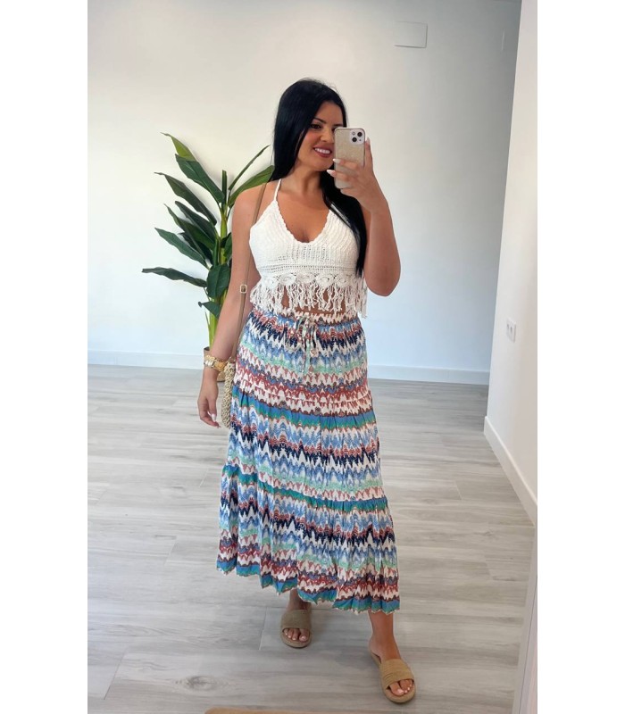 Falda multicolor celeste