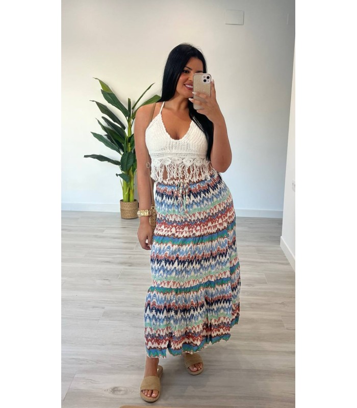Falda multicolor celeste