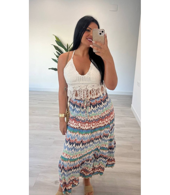 Falda multicolor celeste