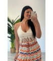Top de crochet flecos beig