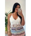 Top de crochet flecos blanco