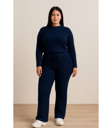 Conjunto de punto trenzado azul marino