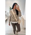 Jersey estrellas talla única camel piedra