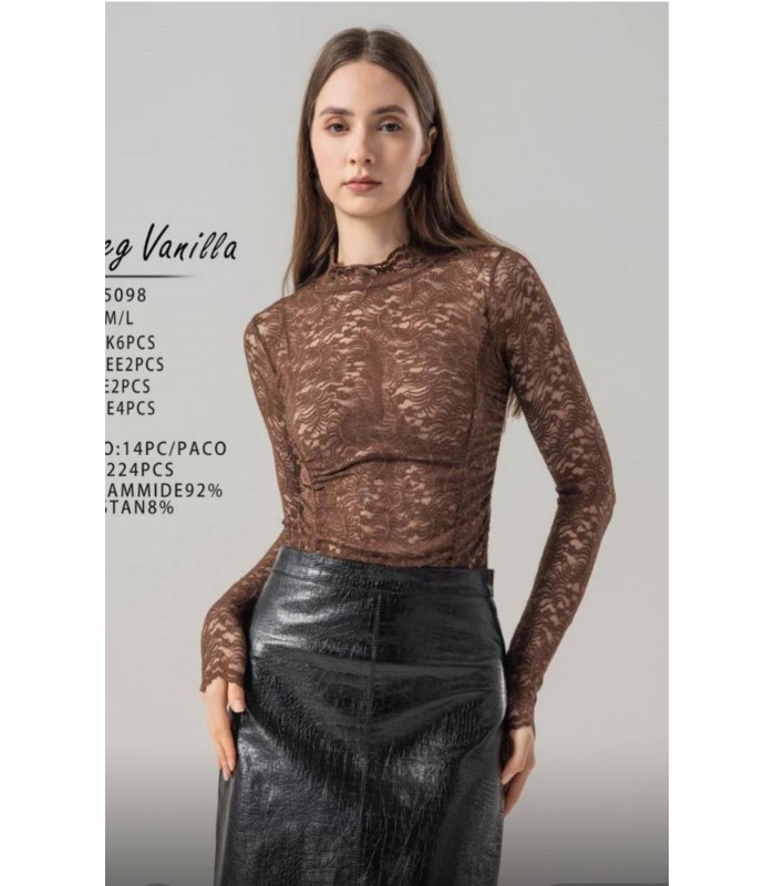 Body de encaje con elastico marrón