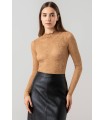 Body de encaje con elastico camel