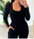 Body de licra con escote negro