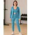 Conjunto deportivo de licra 3 piezas azul