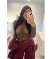 Body de encaje con elastico marrón