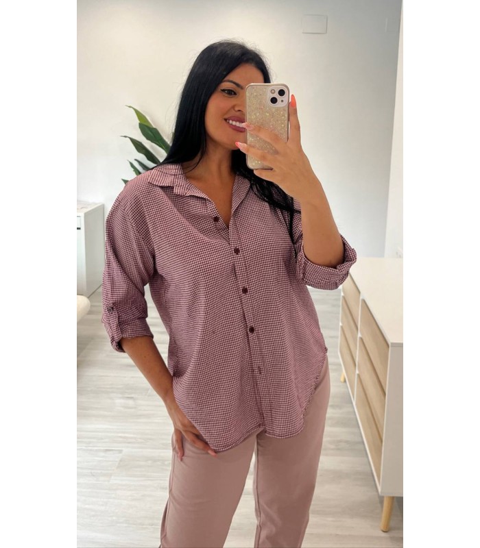 Camisa vichy burdeos