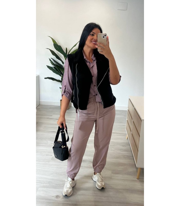 Camisa vichy burdeos