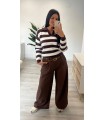 Pantalón con cinturón ancho marrón