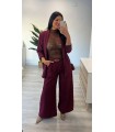 Pantalón con cinturón ancho burdeos