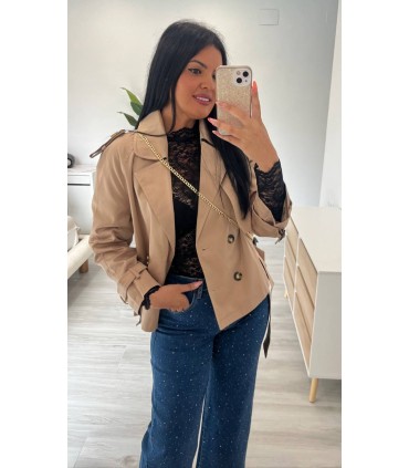 Gabardina corta camel