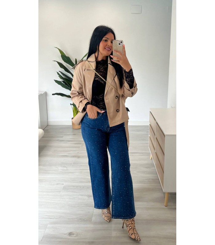 Gabardina corta camel