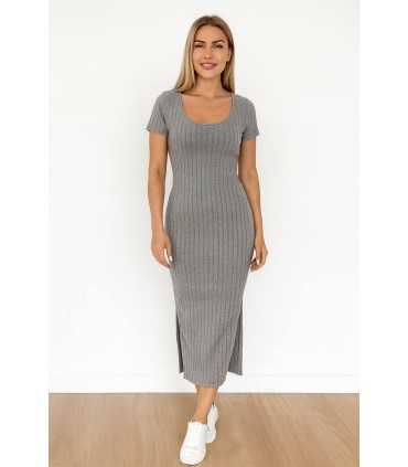 Vestido canalé gris