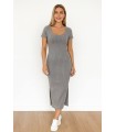 Vestido canalé gris