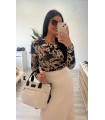 Body licra leopardo camel