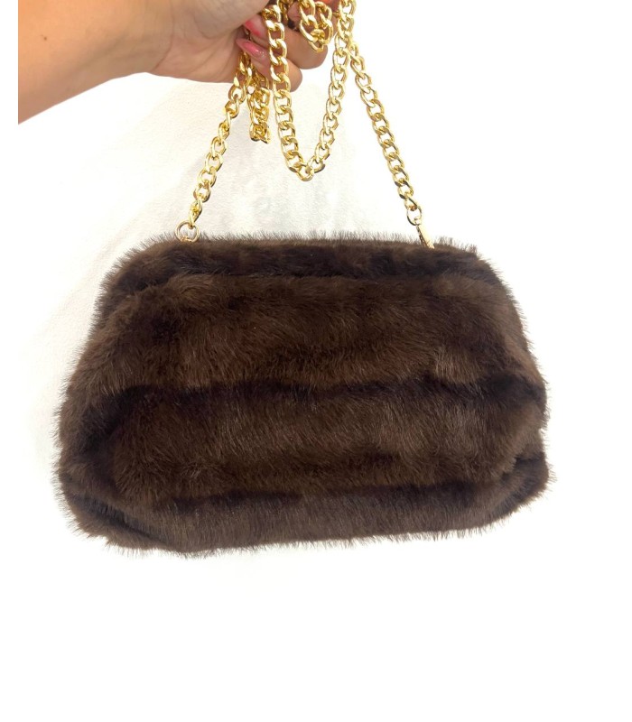 Bolso mediano pelitos marrón