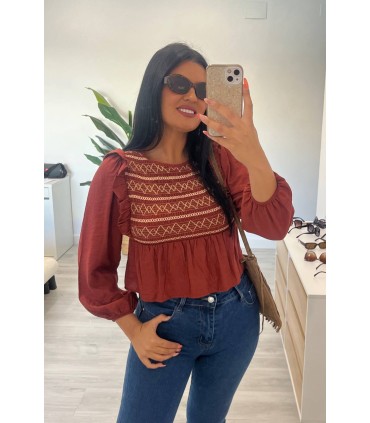 Camisa brocados teja