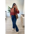 Bolso piel flecos piedra