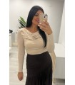 Camiseta cuello suelto crudo