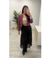 Falda encaje marrón forrada