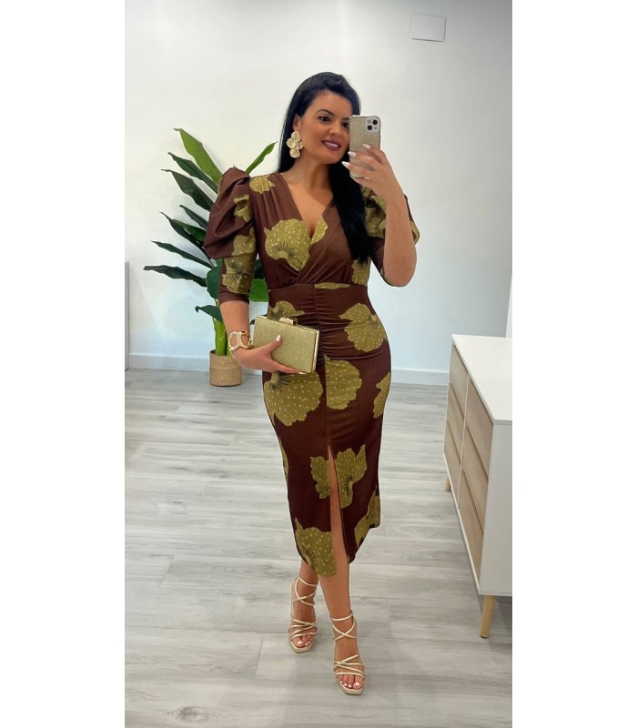 Vestido Niseal floral verde