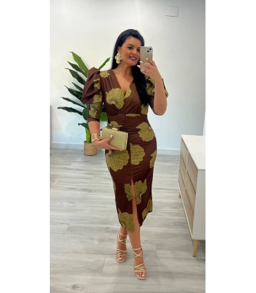 Vestido Niseal floral verde