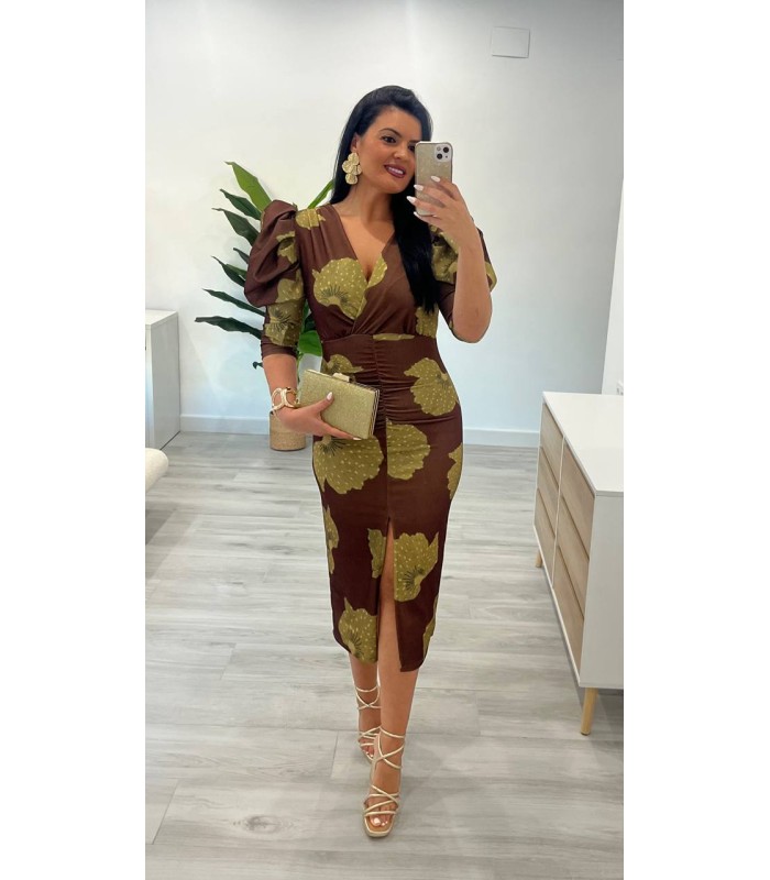 Vestido Niseal floral verde