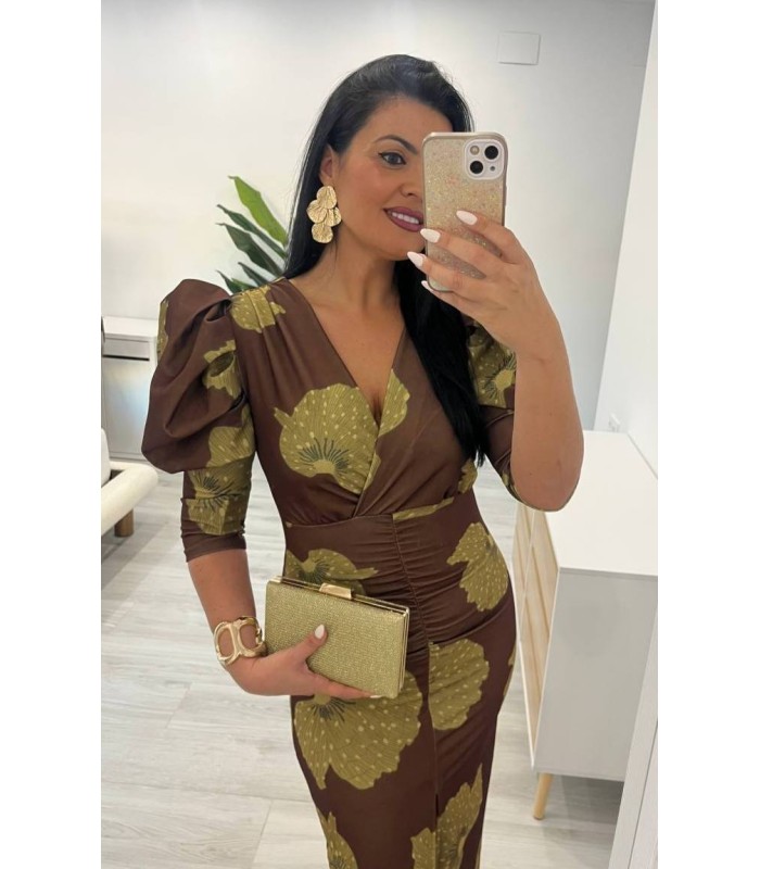 Vestido Niseal floral verde