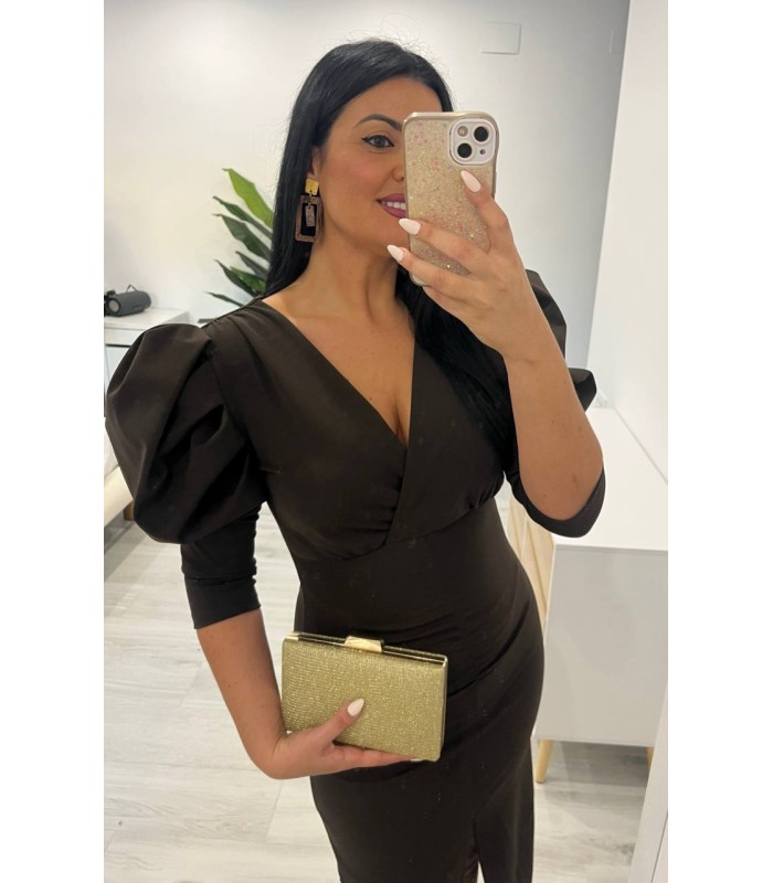 Vestido Niseal liso marrón